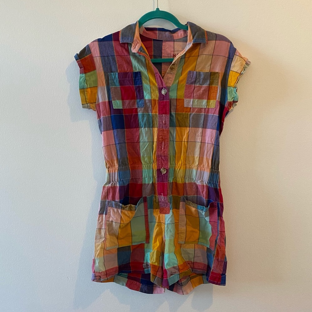 Madras plaid romper